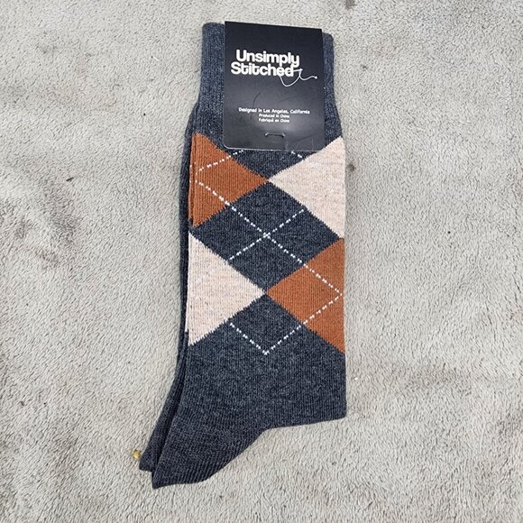Unsimply Stitched Other - Unsimply Stitched  Socks Mens Size 8-12 Gray Arygle Crew Dress *NWT*